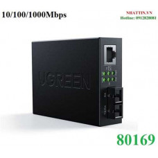 Bộ chuyển đổi quang điện 2 core singlemode SC 10/100/1000Mbps 0-20KM Ugreen 80169 cao cấp