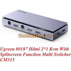 Bộ chuyển đổi 2 máy tính dùng 1 màn hình KVM HDMI 4K30hz, KVM Switch Ugreen 80187
