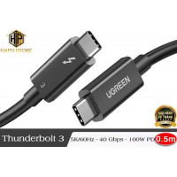 Ugreen 80324 0,5M 40Gbps 100W USB 3 1 cáp USB Type-C Thunderbolt 3 hỗ trợ PD màu đen US341 10080324