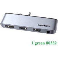 Ugreen 80332 4 in 1 Surface Go 1-2 màu xám bộ chuyển Usb Type-C ra 2 x USB A 3.0 hub + 4K HDMI + 3,5mm audio CM349 10080332