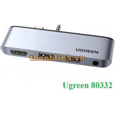 Ugreen 80332 4 in 1 Surface Go 1-2 màu xám bộ chuyển Usb Type-C ra 2 x USB A 3.0 hub + 4K HDMI + 3,5mm audio CM349 10080332