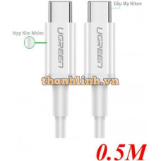 Cáp dữ liệu Ugreen Type C Male to Type C Male 2.0 5A Trắng 0,5M 80369