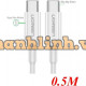 Cáp dữ liệu Ugreen Type C Male to Type C Male 2.0 5A Trắng 0,5M 80369