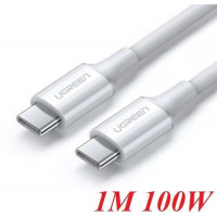 Ugreen 80371 1M sạc 100W màu trắng Cáp sạc và truyền dữ liệu 2 đầu USB Type-C hỗ trợ sạc nhanh Us300 20080371