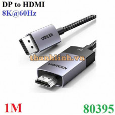 Cáp chuyển đổi Displayport v1.4 to HDMI dài 1M hỗ trợ 8K@60Hz, 4K@120Hz Ugreen 80395 cao cấp