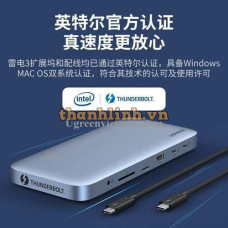 Bộ mở rộng tín hiệu 10 in 1 DP 8K@60Hz/USB 3.1/Lan Gigabit/SD/TF/Sạc PD 60W Ugreen 80547 cao cấp