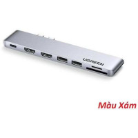 Hub USB 7 in 1 Type-C sang HDMI 4K, USB 3.0, SD/TF, sạc PD 100W cho MacBook Ugreen 80548 cao cấp