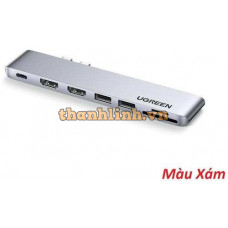 Hub USB 7 in 1 Type-C sang HDMI 4K, USB 3.0, SD/TF, sạc PD 100W cho MacBook Ugreen 80548 cao cấp