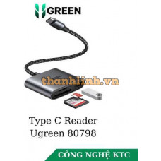 Đầu Đọc Thẻ Nhớ Ugreen USB-C Sang SD/TF + USB 2.0 80798