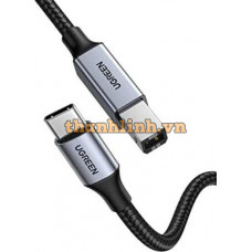 Cáp máy in USB Type-C to USB Type-B dài 1M bọc dù Ugreen 80805 cao cấp