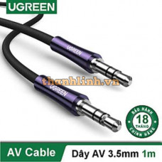 Ugreen 3.5mm 3 cực Male to Male Cáp âm thanh vỏ đồng mạ bạc 2m 80852