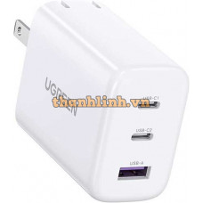 Sạc nhanh Ugreen 65W 2C1A (Trắng) EU 90496