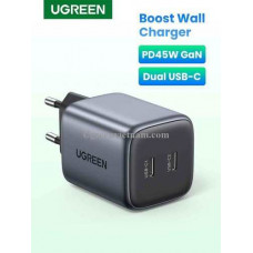 Củ sạc nhanh Nexode GaN 45W 2 cổng USB Type-C x2 Hỗ trợ QC4+, PD3.0 Ugreen 90573 cao cấp (EU)