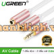 Đầu nối kim loại mạ vàng 3,5mm đực ra 3,5mm cái ×2 model AV123 vàng hồng 20CM Ugreen 20819