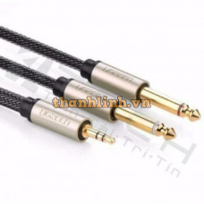 Cáp Audio 3,5mm to 2 đầu 6,5mm dài 3m Ugreen 10618 mạ vàng