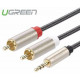 Cáp âm thanh 3,5mm ra 2RCA Stereo model đen 0,5M Ugreen 20820