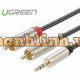Cáp âm thanh 3,5mm ra 2RCA Stereo model đen 0,5M Ugreen 40840