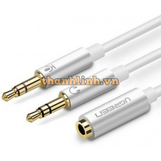 Bộ chia âm thanh 3,5mm cái to 2 đực model AV140 đen 20CM Ugreen 20898