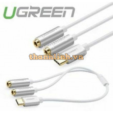 Cáp USB Type-C đực ra 3,5mm cái x 2 model AV144 bạc Ugreen 30732