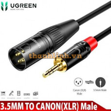 Cáp âm thanh 3.5mm ra CANON XLR đầu Đực dài 1m5 Ugreen AV162 XLR NB305 màu đen