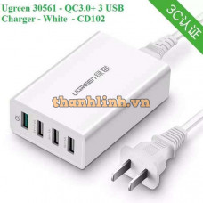 Bộ sạc 3 0+ 3 USB sạc nhanh model CD102 trắng Ugreen 30561