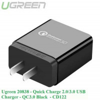 Bộ sạc nhanh 2 0/3 0 USB model CD122 QC3 0 đen Ugreen 20838