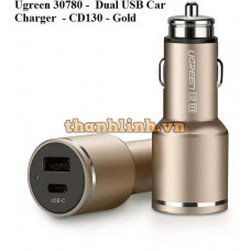 Bộ sạc xe hơi Dual USB model CD130 vàng Ugreen 30780