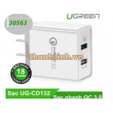 Bộ sạc nhanh 3.0 USB 2 Ports model CD132 China trắng Ugreen 30563