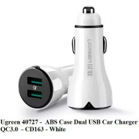 3.0 bộ sạc xe hơi sạc nhanh Dual USB vỏ nhựa ABS model CD163 trắng Ugreen 40727
