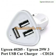 Bộ sạc xe hơi USB 3 Port model CD164 trắng Ugreen 40731