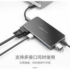 Bộ chuyển đổi USB-C TO VGA+ HDMI +DP+2 x USB3 0+ Type-C ( PD ) model CM120 Ugreen 40872