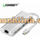Bộ chuyển đổi USB-C ra 3 x USB3 0+ HDMI +RJ45+SD và TF model CM121 sliver 25Cm Ugreen 50516