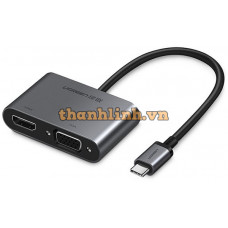 Bộ chuyển đổi vỏ nhôm USB-C ra HDMI +VGA model CM162 đen 10CM Ugreen 50318