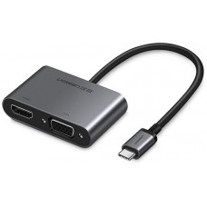 Bộ chuyển đổi vỏ nhôm USB-C ra HDMI +VGA model CM162 đen 10CM Ugreen 50318