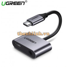 Cáp chuyển đổi USB type-C to 3,5mm hỗ trợ cổng sạc USB-C chính hãng Ugreen 50596 cao cấp
