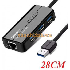 NEW USB 3.0 Combo Hub 3port kèm cổng Lan model CR103 đen Ugreen 20266