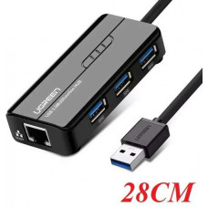 NEW USB 3.0 Combo Hub 3port kèm cổng Lan model CR103 đen Ugreen 20266