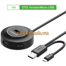 Hub 4 Ports với OTG USB 2.0 model CR106 đen 80CM Ugreen 20278