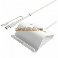 Bộ chuyển đổi 4 Ports USB 3.0 OTG HUB với Chân đế với 5V3A power model trắng Ugreen 20280