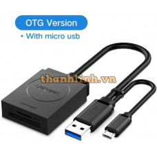 Đồ đọc thẻ USB 3 0 CR127 đen 15CM Ugreen 20250