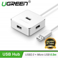 Hub 4 Port USB 2.0 tốc độ cao trắng 100cm Ugreen 30428