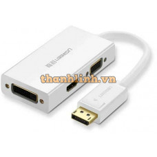 Bộ chuyển đổi DP ra HDMI và VGA và DVI model DP110 trắng Ugreen 20419