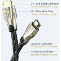 Cáp HDMI đầu nối kim loại với bện nylon 1.4V đồng model HD102 0,5M Ugreen 10152