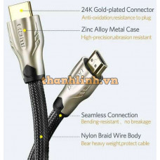Cáp đầu nối kim loại với bện nylon 1.4V đồng HDMI dẹp model HD102 15M Ugreen 10258