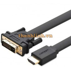 Cáp HDMI to DVI (24+1) mỏng dẹt dài 15M Chính hãng Ugreen 30142 Cao cấp
