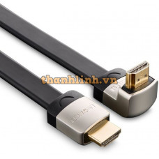 Cáp HDMI dẹt 2m đầu bẻ góc 90 độ hỗ trợ 3D, 4K x 2K Ugreen 10279 cao cấp
