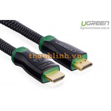 Cáp HDMI HD126 đầu nối kim loại với nylon 1.4V , đồng cao cấp model HD126 đen 8M Ugreen 10295