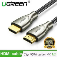 Cáp HDMI 2.0 Carbon 1m chuẩn 4K@60MHz Ugreen 50106 mạ vàng cao cấp