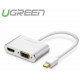 Cáp chuyển đổi Mini Displayport to HDMI và VGA chính hãng Ugreen 20421 cao cấp màu bạc