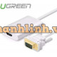 Bộ chuyển đổi VGA đực ra HDMI cái model MM110 trắng 50CM Ugreen 40263